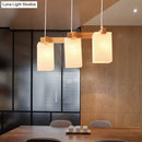 GobekUsa Simplicity Wood 3-Head Opaline Glass Rectangular Island Pendant Light