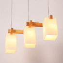 GobekUsa Simplicity Wood 3-Head Opaline Glass Rectangular Island Pendant Light