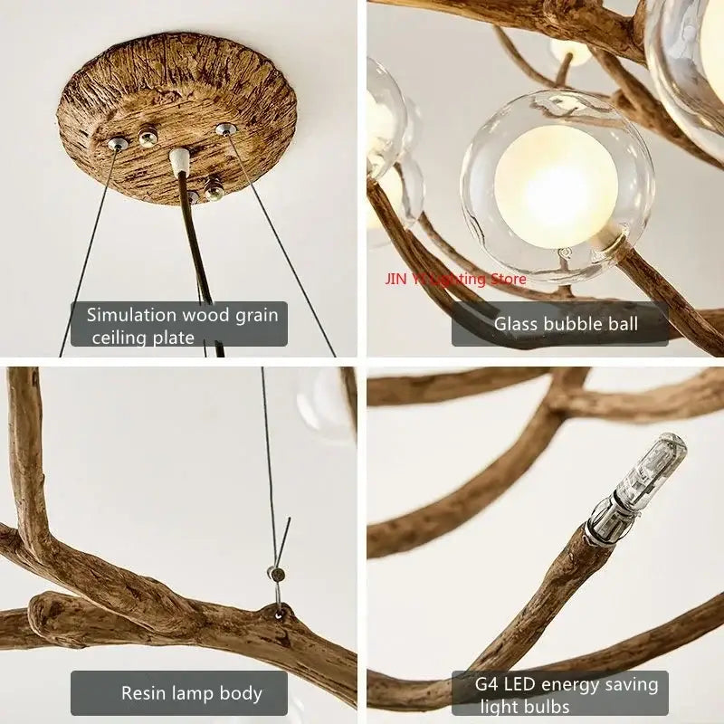 GobekUsa Simulation Iron Tree Branch Bubble Chandelier, photo 5 of 24