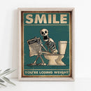 GobekUsa Skeleton Man Squatting Toilet Canvas Wall Art