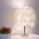 GobekUsa Sleek 1-Head Nightstand Lamp: Modern Table Light with Feather Shade for Bedroom