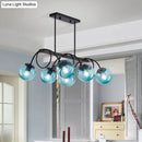 GobekUsa Sleek Black Glass Sphere Island Light for Modern Dining Rooms