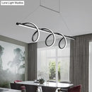 GobekUsa Sleek Black Spiral Island LED Light for Dining Room Suspension