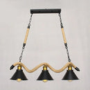 GobekUsa Sleek Black Spiral Rope Pendant Light Fixture with Loft Style Bar Island Lamp and Cone Shade