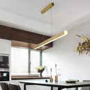 GobekUsa Sleek Brass Island Lamp: Simplicity Pole-Shaped LED Suspension Lighting for Acrylic Dining Rooms