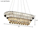 GobekUsa Sleek Chrome LED Restaurant Island Ceiling Light with Elegant Oval Crystal Shade
