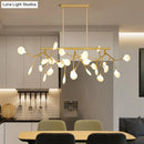 GobekUsa Sleek Firefly LED Dining Room Pendant Light with Opal Glass - Minimalist Island Chandelier