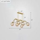 GobekUsa Sleek Gold Spiral Island Light - Post-Modern Metal Ceiling Hang Lamp with Ball Glass Shade