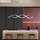 GobekUsa Sleek LED Dining Room Chandelier - Twisted Aluminium Simplicity Island Light