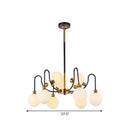 GobekUsa Sleek Opal Glass Pendant Chandelier - Modernist Spherical Down Lighting - Black-Gold Finish - 6/9 Bulb Option for Living Room