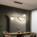 GobekUsa Sleek Semi-Circle Island Light Fixture with LED and Opal Glass Shade for Dining Room