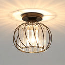 Farmhouse bronze metal cage ceiling light with crystals for bedroom by Decorbites