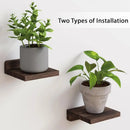 Dark wood small floating shelves 4-pack living room wall decor by Decorbites