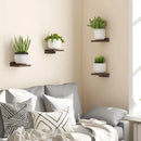 Dark wood small floating shelves 4-pack living room wall decor by Decorbites