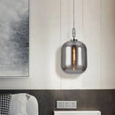 GobekUsa Smoke Gray/Cognac Glass Industrial Ceiling Pendant Lamp - 1 Head, 10"/14" Wide