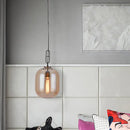 GobekUsa Smoke Gray/Cognac Glass Industrial Ceiling Pendant Lamp - 1 Head, 10"/14" Wide