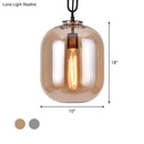 GobekUsa Smoke Gray/Cognac Glass Industrial Ceiling Pendant Lamp - 1 Head, 10"/14" Wide