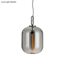 GobekUsa Smoke Gray/Cognac Glass Industrial Ceiling Pendant Lamp - 1 Head, 10"/14" Wide