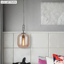 GobekUsa Smoke Gray/Cognac Glass Industrial Ceiling Pendant Lamp - 1 Head, 10"/14" Wide