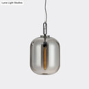 GobekUsa Smoke Gray/Cognac Glass Industrial Ceiling Pendant Lamp - 1 Head, 10"/14" Wide