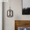 GobekUsa Smoke Gray/Cognac Glass Industrial Ceiling Pendant Lamp - 1 Head, 10"/14" Wide