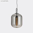 GobekUsa Smoke Gray/Cognac Glass Industrial Ceiling Pendant Lamp - 1 Head, 10"/14" Wide