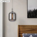 GobekUsa Smoke Gray/Cognac Glass Industrial Ceiling Pendant Lamp - 1 Head, 10"/14" Wide