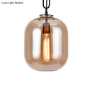 GobekUsa Smoke Gray/Cognac Glass Industrial Ceiling Pendant Lamp - 1 Head, 10"/14" Wide