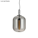 GobekUsa Smoke Gray/Cognac Glass Industrial Ceiling Pendant Lamp - 1 Head, 10"/14" Wide
