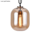 GobekUsa Smoke Gray/Cognac Glass Industrial Ceiling Pendant Lamp - 1 Head, 10"/14" Wide