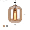 GobekUsa Smoke Gray/Cognac Glass Industrial Ceiling Pendant Lamp - 1 Head, 10"/14" Wide