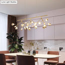 GobekUsa Smoke Grey Glass Firefly Hanging Lamp - 27-Light Island Lighting Fixture for Dining Room