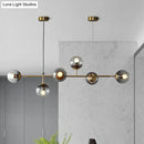 GobekUsa Smoke Grey Glass Island Pendant Light - Nordic Style with 6 Bulbs and Brass Finish - Ideal for Restaurants