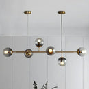 GobekUsa Smoke Grey Glass Island Pendant Light - Nordic Style with 6 Bulbs and Brass Finish - Ideal for Restaurants