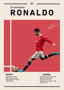 Modern soccer star ronaldo wall art bedroom framed posters white & blue