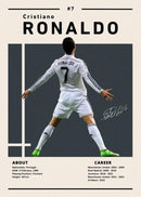 Modern soccer star ronaldo wall art bedroom framed posters white & blue