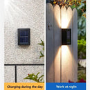 Modern matte black solar led wall light garden pathway lamp by Decorbites