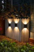 Modern matte black solar led wall light garden pathway lamp by Decorbites