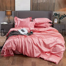 GobekUsa Solid Color Luxury Rayon Satin Bedding Set