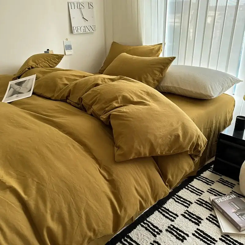 GobekUsa Solid Cotton Bedding Set with Sheet - Various Sizes, photo 33 of 35