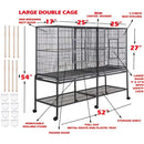 GobekUsa Spacious Double Bird Cage with Breeding Dividers