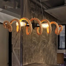 GobekUsa Spiral 2-Head Rope Pendant Island Light in Black for Dining Room