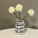 Silver mosaic plastic spiral flower vase living room decor by Decorbites