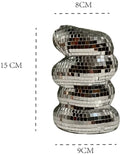 Silver mosaic plastic spiral flower vase living room decor by Decorbites