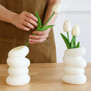 GobekUsa Spiral White Vase for Home Decor