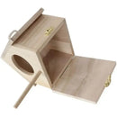 Light wooden bird house nesting box garden feature with perch by Decorbites