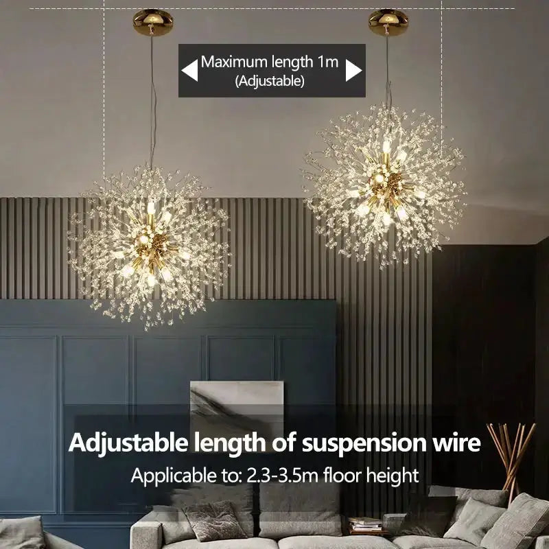 GobekUsa Starry Sky Crystal Pendant Light Fixture, photo 3 of 20