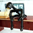 GobekUsa Steampunk Metal Robot Night Light - Black Decorative Table Lamp for Bedroom