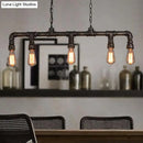 GobekUsa Steampunk Metal Water Pipe Pendant Light - 5 Bulbs - Black, Ideal for Dining Room or Hanging Island