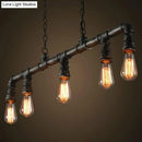 GobekUsa Steampunk Metal Water Pipe Pendant Light - 5 Bulbs - Black, Ideal for Dining Room or Hanging Island